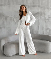 Düğmeli Sportif Pijama Takımı Zalle